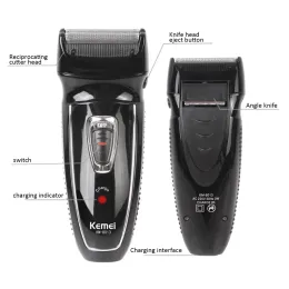 Shavers KEMEI 2 Heads Electric Shaver Rechargeable Reciprocating Electronic Shaving Machine Rotary Hair Trimmer Face Care Razor KM8013