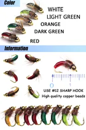 Vtwins Brass Beadhead Fast Sinkink Latex Realistic Nymph Pupa Worm Flies Thisone Insect for Trout Flies Fly Fishing Lure Bait