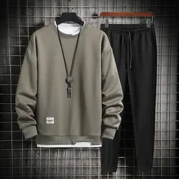 2023 Frühling Herumn Casual Herren Set Sweatshirts und Jogginghosen Zwei Stücke Modestreetwear -Outfit Männer Sportanzug 240329