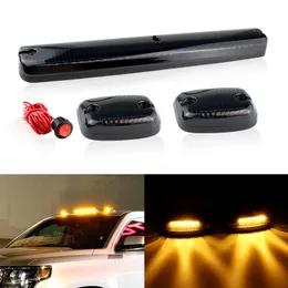 3pc 연기 택시 지붕 앰버 사이드 클리어런스 돔 LED 조명 Chevy Silverado G/M C Sierra 07-13 자동 경고 DRVING 램프