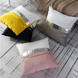 Sofá de luxo Velvet Patchwork Thread Gold Fread Solid Cushions Caso 30x50cm travesseiro lombar 45x45cm quarto de sala de estar almofadas decorativas