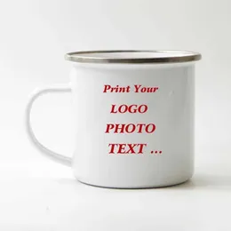 Mugs Customized Enamel Mug Print With Photo Text Sublimation Office Home Water Cups Breakfast Milk Tea Coffee Cup 350ML 240410