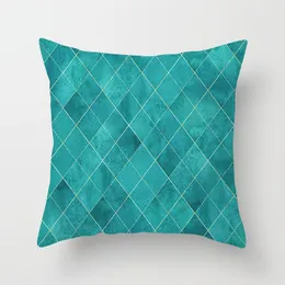 Teal Blue Pillowcase 45x45cm هندسة وسائد أريكة البوليستر أريكة تغطية ترمي