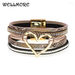 Charm Armband Wellmore Boho Leather Armband Heart Women Magenet Fashion Jewelry