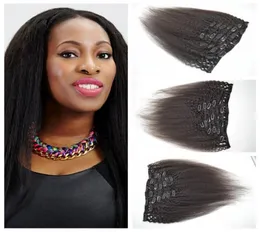 4a4b4c Clip In Hair Extension 1226inch 7pcsset 120g kinky Straight Hair Clip On human Hair Extensions GEASY7247306