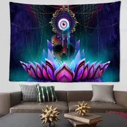 Psychedelic fluorescerande porträtt Tapestry Wall Hanging Witchcraft Hippie Tapiz Bohemian Dormitory Home Decor