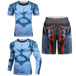 Футболка с сыпи и шорты MMA Shorts BJJ Rashguard для мужчин Новая рубашка Muay Thai Sport Gi Kickboxing Tightwear Gym Mma Clothing