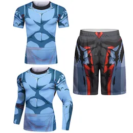 Guardia eruzione cutanea Jiu Jitsu T-shirt+Shorts MMA BJJ RashGuard per uomini New Muay Thai Shirt Sport GI Kickboxing Fightwear Gym Gym MMA Clothing