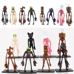 8PCSロットクリエイティブアニメSCPサイレンヘッドホラーおもちゃサイレンヘッドモデルの彫刻怖いフィギュアキッズキッズゲーム誕生日プレゼント