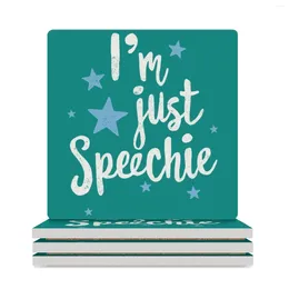 Tavoli tabellini i_m Just Speechie Funny Terapista Speeal Speecole per SLP Ceramic Coasters (Square) Christmas Cute Cup