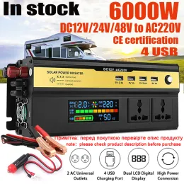 Şarj Cihazları 30006000W Araç Güç İnverter DC 12/24/48V USB ile AC 220V Transformatör Evrensel Soket Şarj Cihazı Değiştirilmiş Sinüs Dalga İnvertör