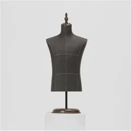 Manichino da cucito regolabile per arte di stoffa maschile, tuta modello a metà lunghezza, display per staffe dei pantaloni, base in legno, D146