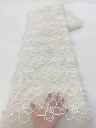 3D Flowers أحدث أنماط الدانتيل الإفريقية French Party Party Lace Fabrics 5 ياردة Tulle Tulle Nigerian Lace Fabrics for Bridal XZ57981