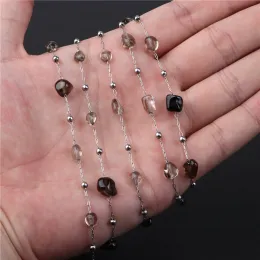 Natural Stone Beads Reiki Raw Smoky Quartzs Crystal Loose Spacer Bead Round Faceted Chips Beaded For Jewelry Making Accessories