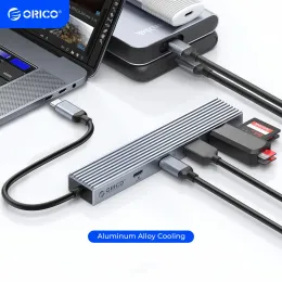 Hubs orico USB C Hub 4K60Hz Dock Station Hdmicabatible Splitter PD100W с адаптером питания для аксессуаров для ноутбука MacBook Windows