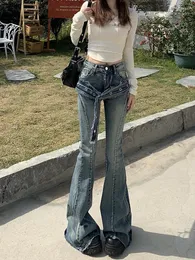 Kvinnors jeans wcfcx studio hög midja kvinnor kläder mager flare byxor streetwear vintage denim hajuku i full längd byxor