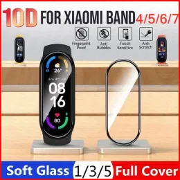 Protetor de tela Vidro macio para Xiaomi Mi Band 8 4 5 6 7 Filme de proteção à capa completa para Miband 7 Case Smart Watch Straplet