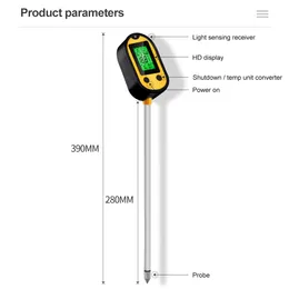 5 In 1 Bodenmesser Sonneneinstrahlung PH Temperatursäure -Messgerät Feuchtigkeitstest Instrument Feuchtigkeit PH -Analysator für Gartenanlagen Farm