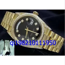 Wholennens 18k żółte złoto Super Prezydent Diamond 1803 Sapphire Glass Box Watches Original Box File2078