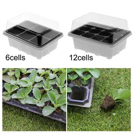 6/12Cells Plastic Planting Tray Sprout Plate Nursery Pots Seed Grow Base With Clear Cover Lids Germinating Box Garden Supplies