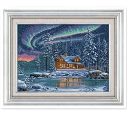 Die Aurora Borealis Stickstchierstichmuster Kits Gedruckte Leinwand 11C