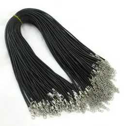 100pcs 1 5mm Black Wax Leather Snake chains bracelets Beading Cord String Rope Wire 45cm 5cm Extender bracelet ChainLobster Clasp 196F