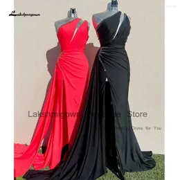 파티 드레스 Lakshmigown One Shoulder Black Crepe Mermaid Evening Gowns 2024 restidos Backless Sexy Women Wedding Guard Formal