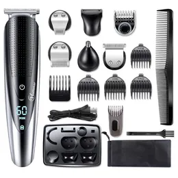 Allt i en hårtrimmer för män Grooming Kit Ansiktskropp Våt torr Clipper Groomer laddningsbar frisyrmaskin 240408