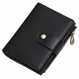 sendefn Vintage Men Wallet Genuine Leather Short Small Zipper Coin Pocket Purse RFID Blocking Minimalist Wallets 5259 E3cc#