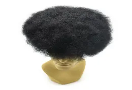 French Lace Lace front PU back Base Afro Men039s Toupee Hairpiece Indian Remy Human Hair Afro Curl Hairpiece 8x10 inch for Blac4997051