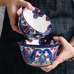 Handbemalte Dessertschale Böhmen Keramikschüssel Reisnudeln Frühstück Schalen Küchengeschirr Werkzeug Ramen Schüssel Keramikschalen