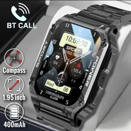 時計の頑丈な軍用スマートウォッチの男性のためのiOS ftiness Watches IP68防水1.85 '' AI音声Bluetoothコールスマートウォッチ2023
