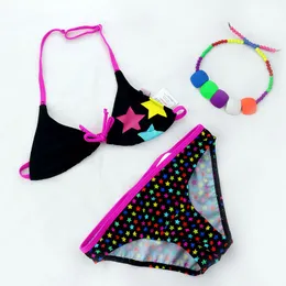 2024 Nuovi bambini Summer Cute Star Pattern Pattern Bikini Bikini Battono ragazze Slitte su due pezzi da bagno costume da bagno all'ingrosso