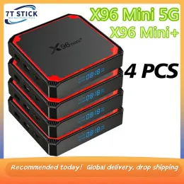 Box 4 PCS / SET X96 MINI 5G Android 9.0 TV Box Amlogic S905W4 X96Mini Plus TVBox 2.4G 5G Wi -Fi 4K HD YouTube 미디어 플레이어 세트 상단 상자