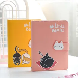 Anteckningsböcker japansk katt söt färg inuti sidor läder anteckningsbok 365 dag 36k dagbok leveranser 112 ark magnetknappstolare gåva