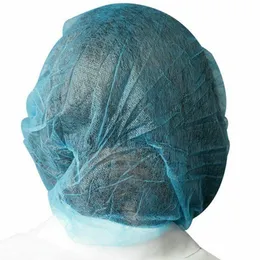 Hot SV-Disposable Non-Woven Strip Hat Food Workshop Cap Dustät duschkapsel Huvudbonad 300st Blue