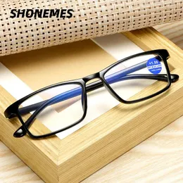 Occhiali da sole Shonemes Anti Blue Light Reading Glasses TR90 Frame quadrate Presbyopia Eyepi diottrie 1 1,5 2 3,5 4 Per uomini donne