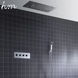 Sistema di doccia LED a soffitto HM Grande cascata con pioggia di pioggia set di rubinetti del mixer termostatico in caduta