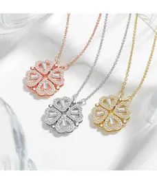 Pendant Necklaces 16K Gold Plated Kpop Korean Fold Four Clover Pendants Necklace For Elegant Women Aesthetic Accessories Chains Choer Jewelry 240410