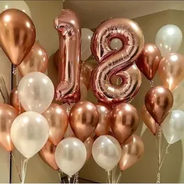 Chrome Metallic Rose Gold Balloons 18 20 30 50th Happy Birthday Varty Decor Air Globos.