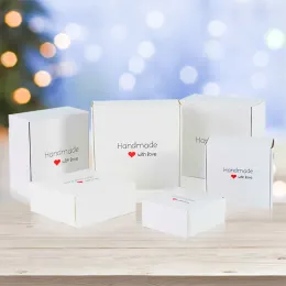 6pcs/lotさまざまなサイズKraft Paper Box Brown Cardboard Handmade Soap Box White Kraft Paper Gift Box Black Packaging Jewelry Box