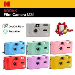 Camera New Kodak Retro Ultra 35mm Återanvändbar filmkamera färgrulle Flash återanvändbar manuell vind och återspolning VTG Mini Toy Camera Multicolor