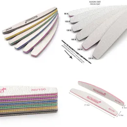 6st nagelfil Sandring Sandpappers tvättbar bananbuffring 80/100/150/180/240/320 Curved Nail Sunshine Professional Files Manicure