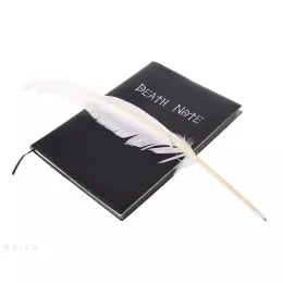 Anteckningsböcker Student Diary Anime Death NoteBook Set Leather Journal and Necklace Feather Pen Journal Death Note Pad For Gift Libreta