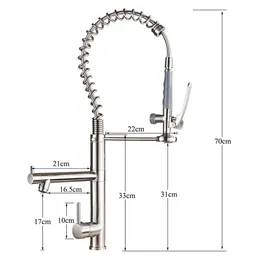 Rubinetto cucina nero in bronzo tira giù la lavandino cucina tap molla tira verso il basso il rubinetto del miscele di acqua calda fredda 360