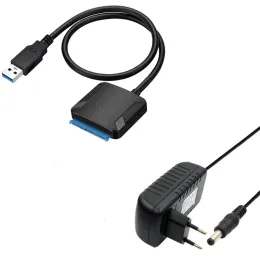 Gabinete SATA USB3.0 Adaptador Conversor de 22 pinos USB 3.0 para cabo SATA com adaptador UE UK UK para disco rígido de 3,5 polegadas de 3,5 polegadas HDD SSD