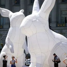 wholesale Giant 20ft Inflatable Rabbit Easter Bunny model Invade Public Spaces Around the World with LED light 001