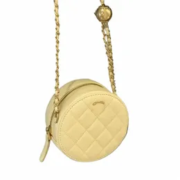 round Cake Mini Women Makeup Bag 12CM Vintage Zipper Coin Purse Gold Ball Adjustable Chain Luxury Handbag Vintage Crossbody Shoulder Bag Evening Clutc o4i0#