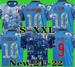 애니메이션 버전 20 21 22 일본 축구 저지 선장 캡틴 Tsubasa 일본 특별판 홈 블루 축구 셔츠 10 원자 2021 2022 Foot8113741