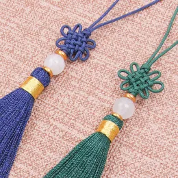 5pcs chinesische Knoten Jade Perlen glatte Quasten -Anhänger DIY Bastelmaterial Schmuck Beutel Bekleidungsauto Schlüsselkette Hang Randverkleidung